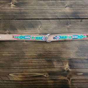 Dog collar, leather and macrame, Size small